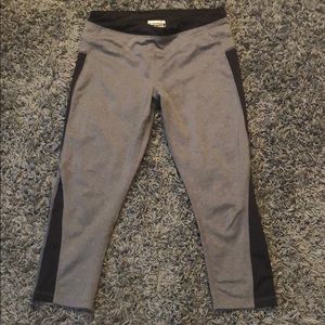 Charcoal gray and black yoga capri